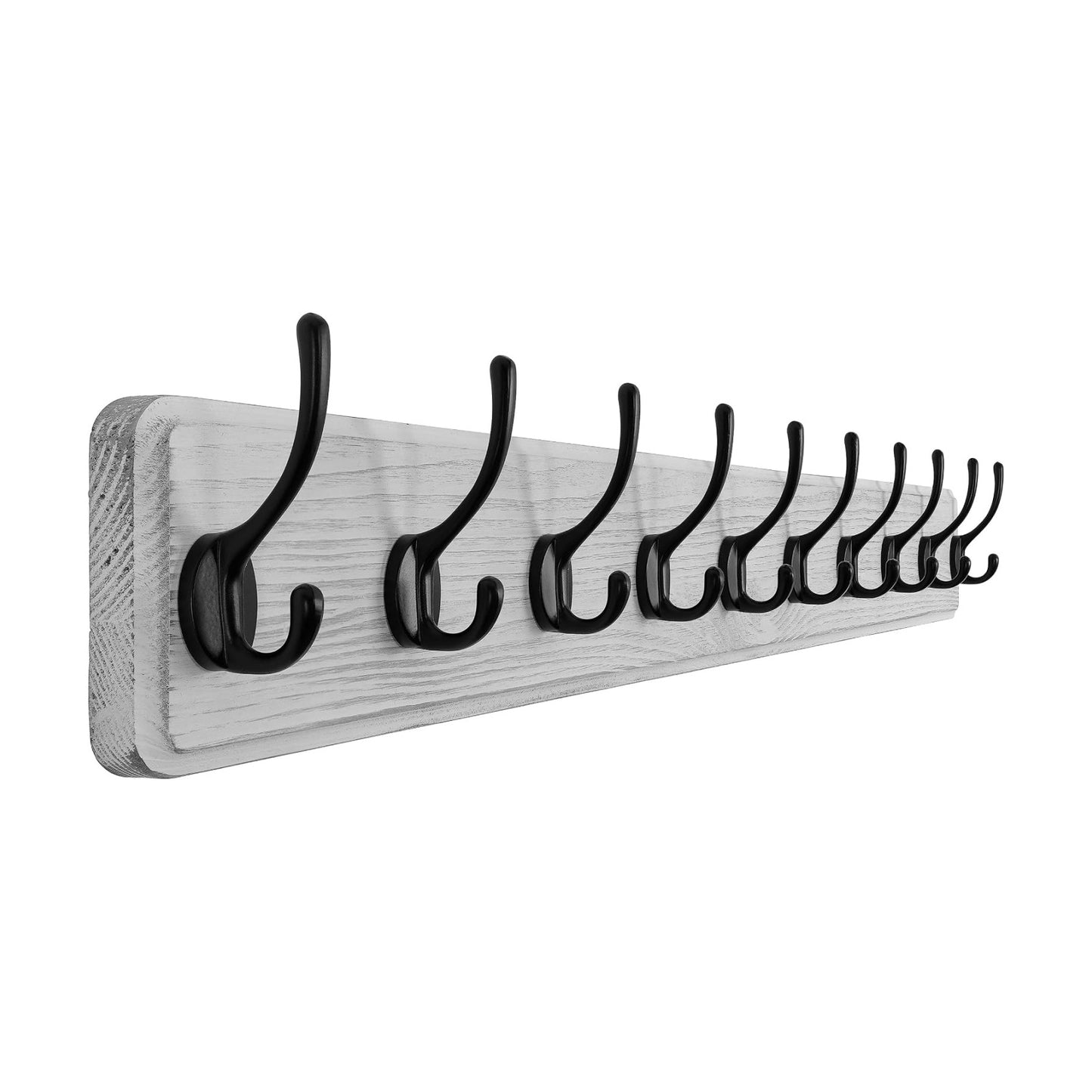 SKOLOO Farmhouse Style Large Wall Mounted Coat Rack-38.6'' Long, Pine Solid Wood Coat Hook Hanger - 10 Hooks for