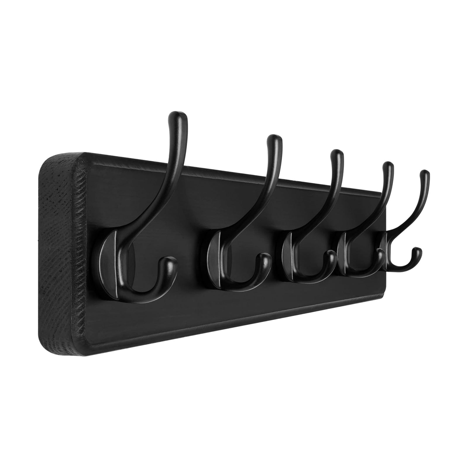 SKOLOO Rustic Wall Mounted Coat Rack, Pine Solid Wood Coat Hook Hanger - 5 Hooks for Hanging Clothes Robes Towels Coats