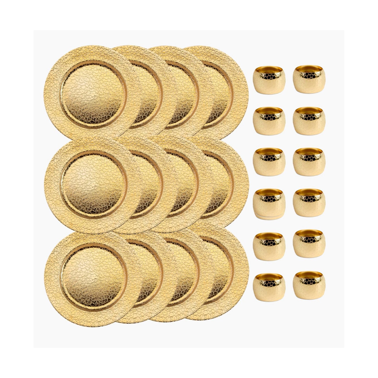 13 Inch Round Elegant Serve ware Charger Plates with Matching Napkin Rings, Wedding, Dinner party, Event - Choose from