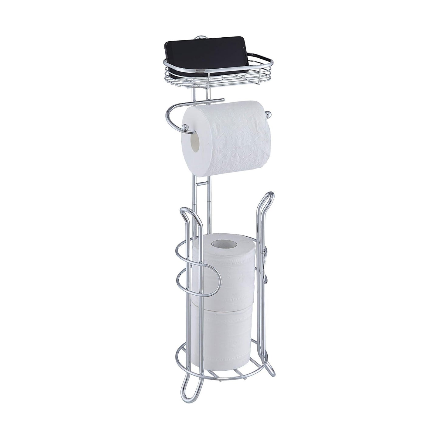 SunnyPoint Bathroom Heavyweight Toilet Tissue Paper Roll Storage Holder Stand with Reserve and Shelve, The Reserve Area