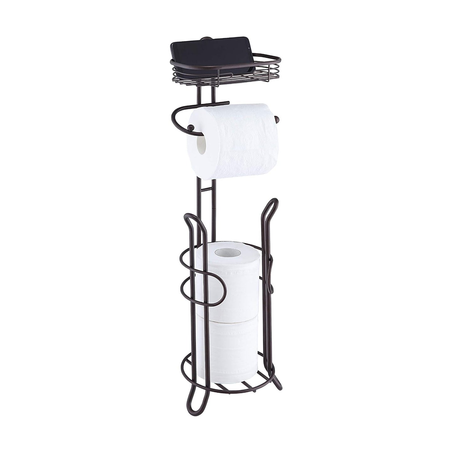 SunnyPoint Bathroom Heavyweight Toilet Tissue Paper Roll Storage Holder Stand with Reserve and Shelve, The Reserve Area