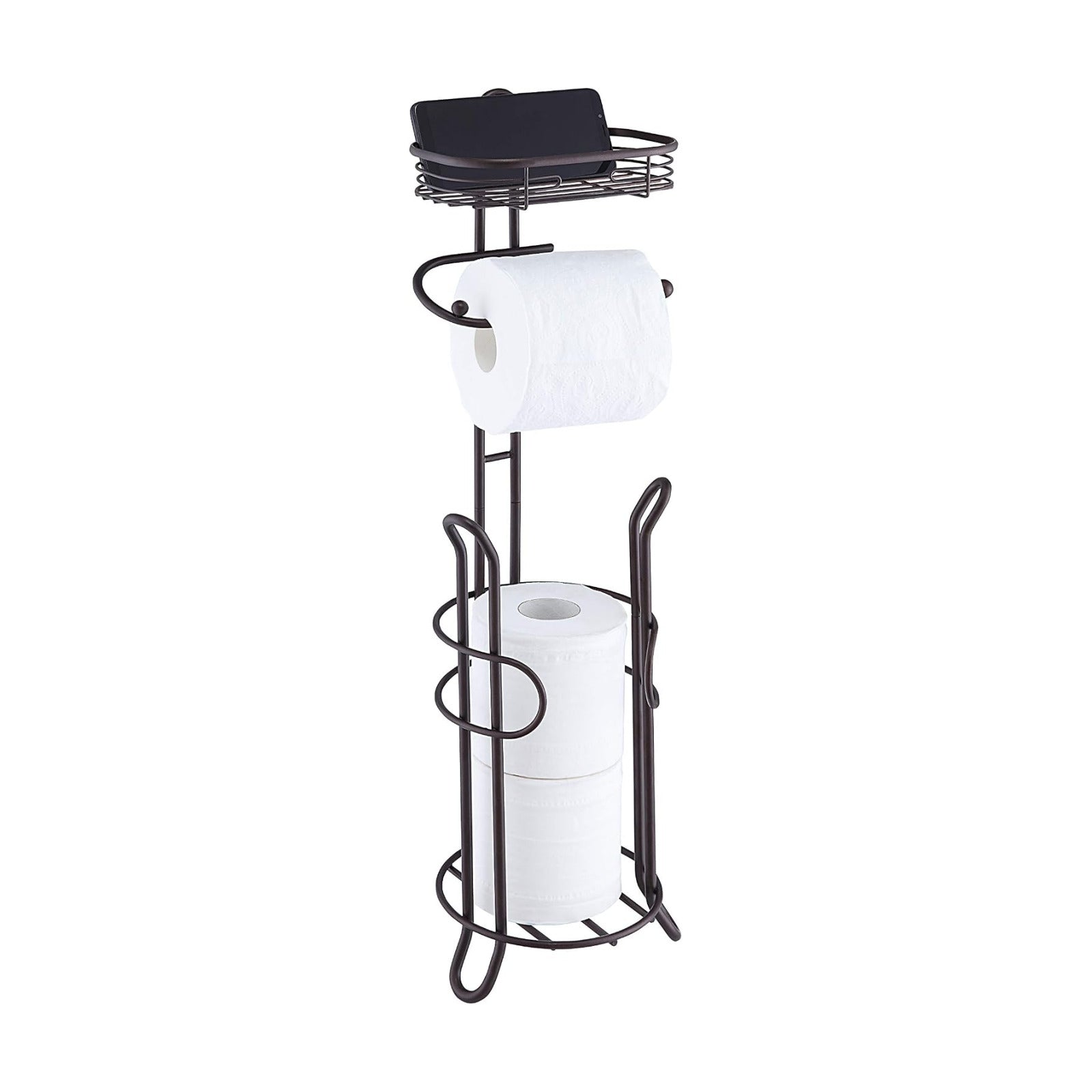 SunnyPoint Bathroom Heavyweight Toilet Tissue Paper Roll Storage Holder Stand with Reserve and Shelve, The Reserve Area