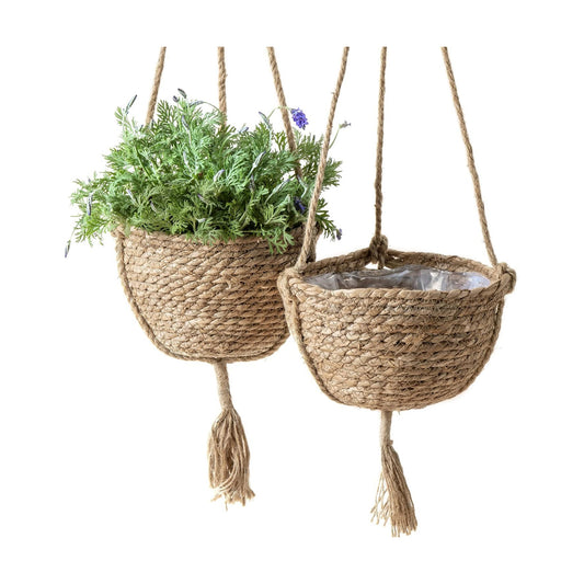 Natural Seagrass Hanging Planter Basket Set / Brown / Small