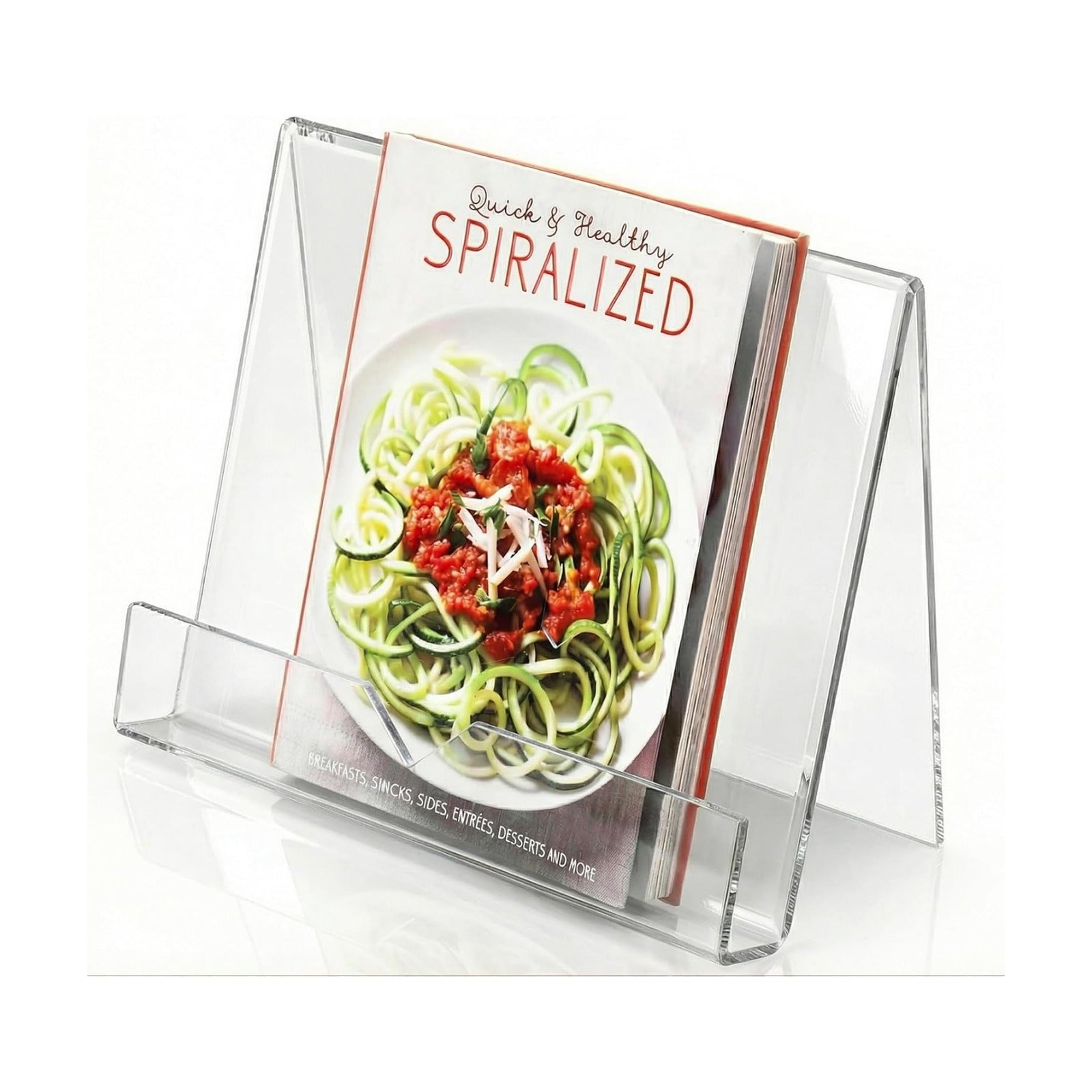 MyGift Premium Clear Acrylic Cookbook Stand & Book Display Holder | Displays Recipe Books, Tablets & Cookbooks for