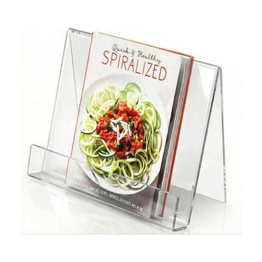 MyGift Premium Clear Acrylic Cookbook Stand & Book Display Holder | Displays Recipe Books, Tablets & Cookbooks for