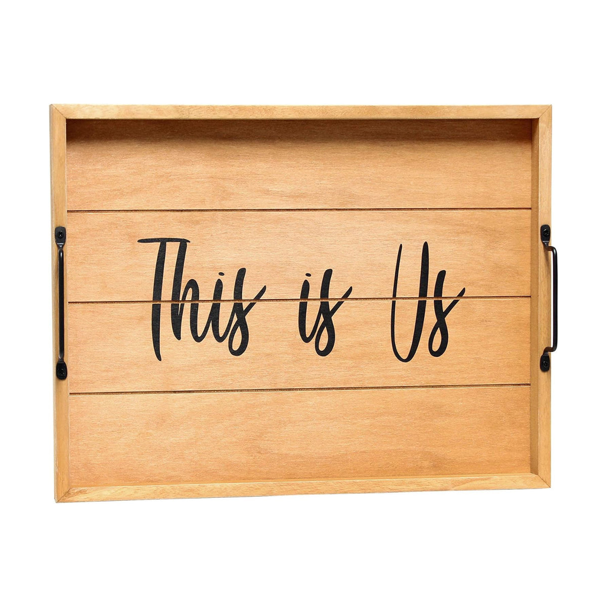Elegant Designs HG2000-NTU Decorative Wood Serving Tray w/Handles, 15.50" x 12", This is Us, Natural Wood