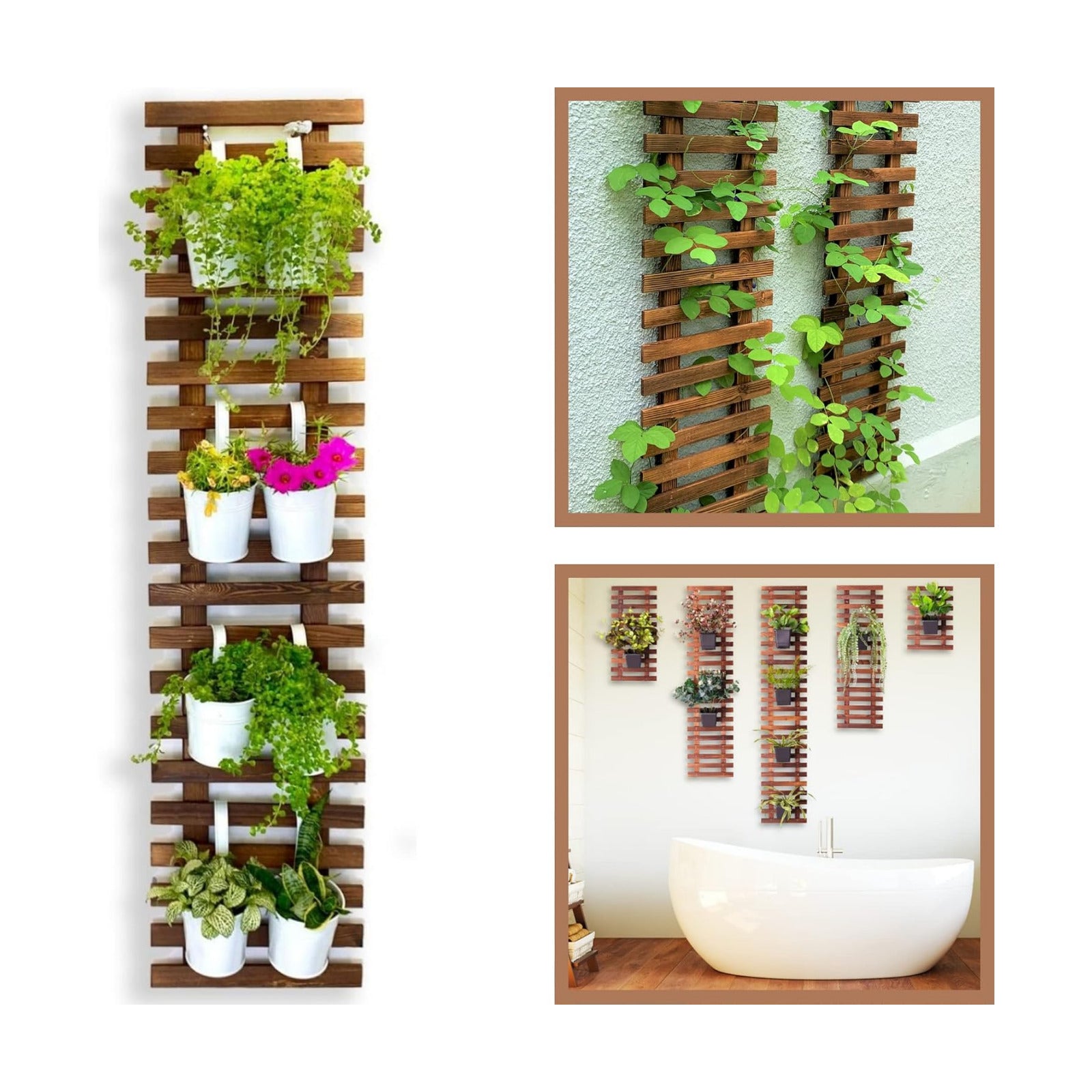 ShopLaLa Wall Planter for Climbing Plants Outdoor (150cm) Hanging Planters | Wooden Living Vertical Garden Outdoor