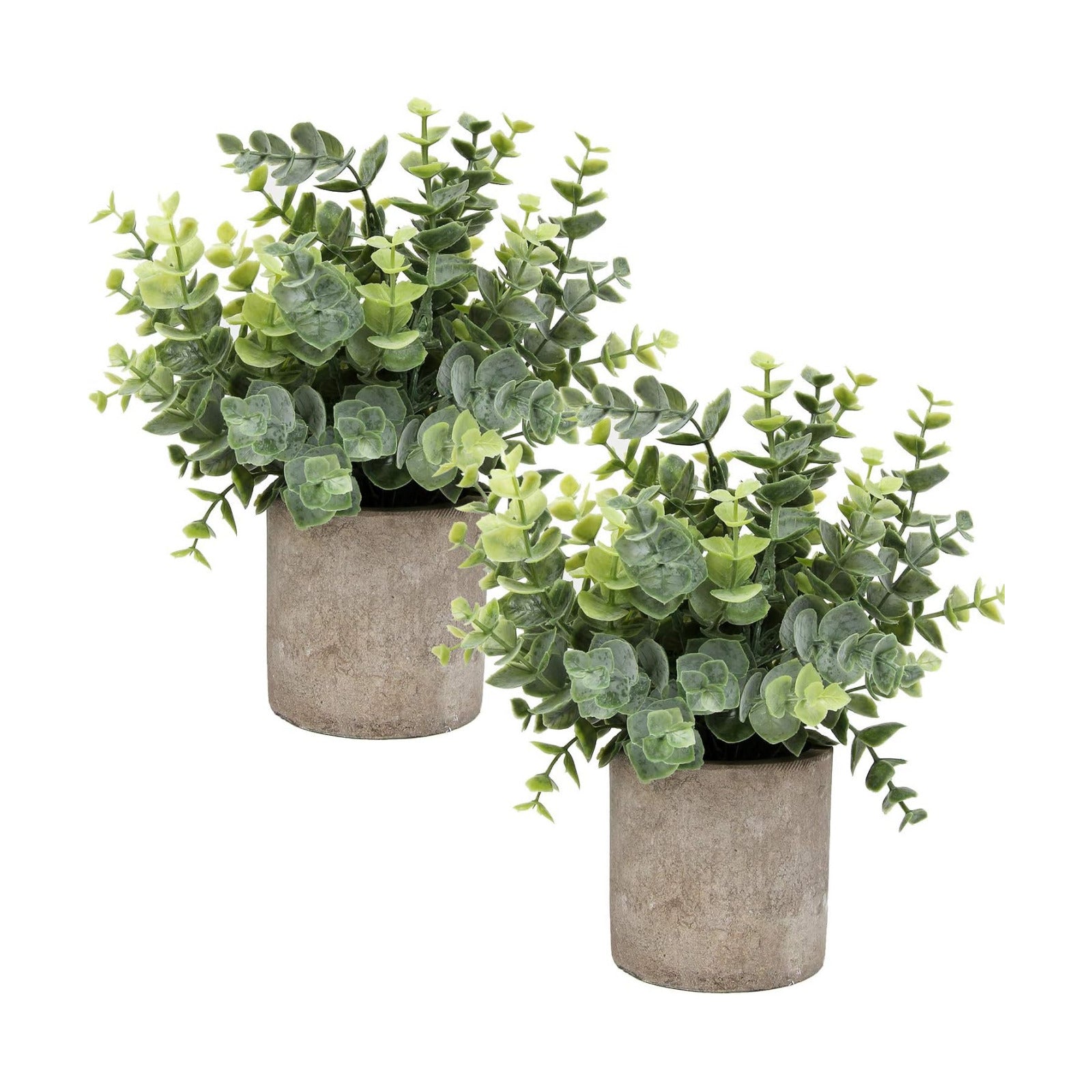 Mini Potted Plants Artificial Eucalyptus Boxwood Rosemary Faux Herbs Small House Plants 8.3"-9" Tall