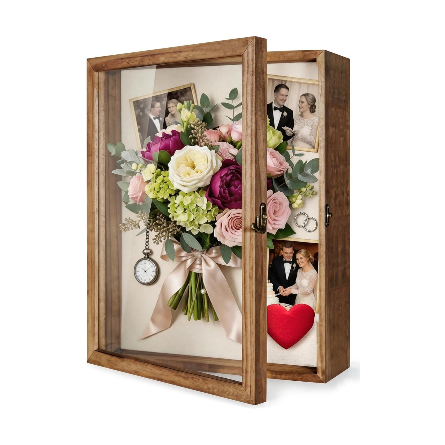 TJ.MOREE Large Shadow Box 13x16 Display Case Wood Picture Frame Carbonized | Fits 12x15.6 Inserts with Linen Back