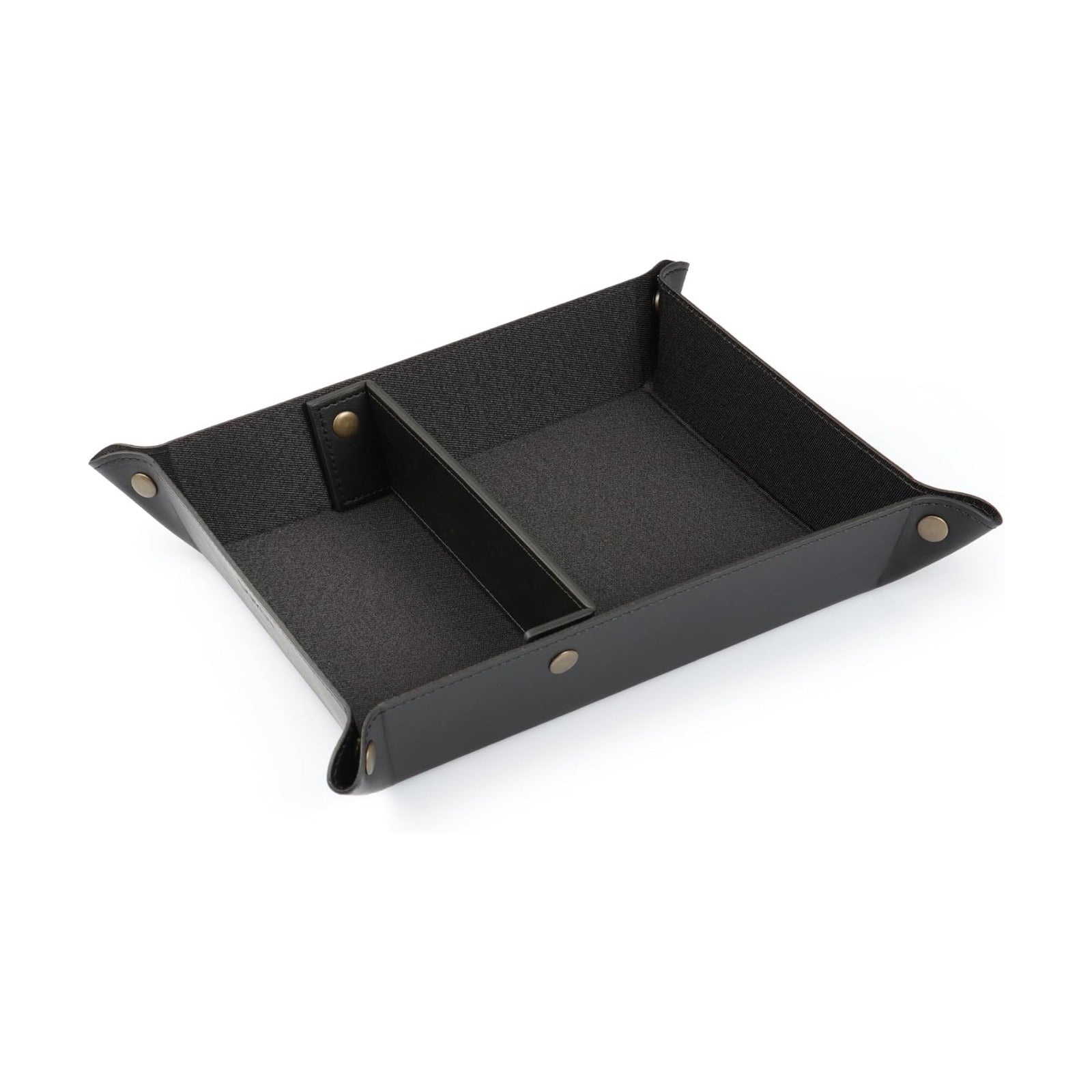 Londo PU Vegan Leather Valet Tray for Men — Brown Exterior with Black Interior Lining, Catchall EDC Organizer for Keys