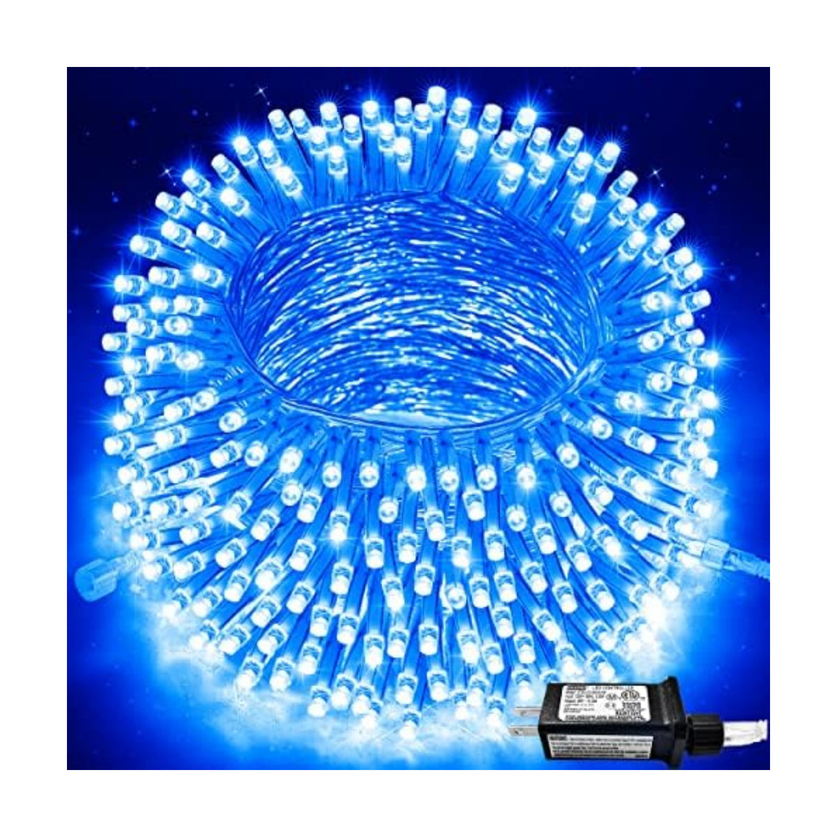 JMEXSUSS 91.5ft Connectable 250 LED Blue Christmas String Lights Indoor