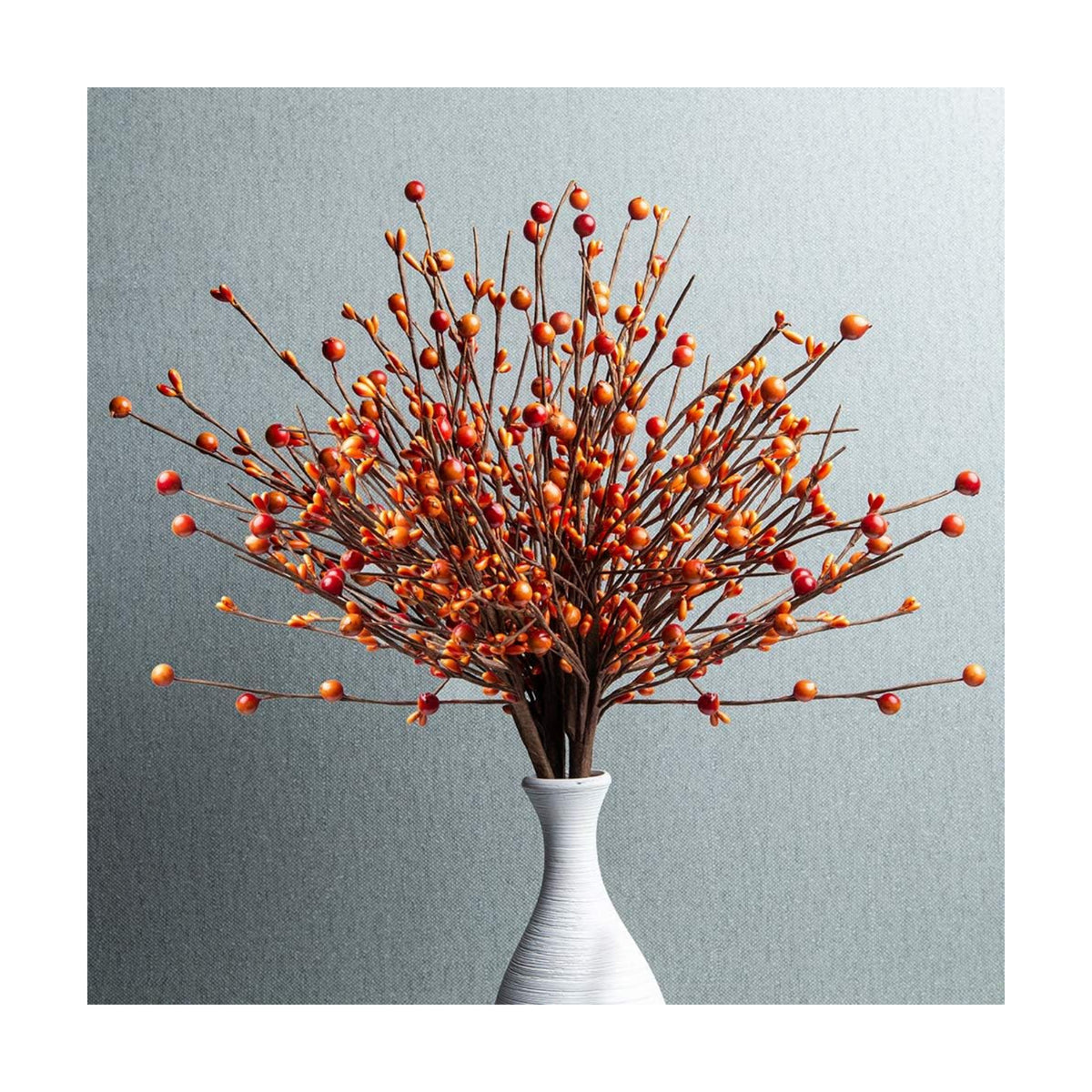 JINGHONG 6 Pack Fall Berry Stems 17" Tall Orange Berry Picks Artificial Floral Picks for Vases Centerpieces AutumnThanksgiving Harvest Festival Celebration(Orange)