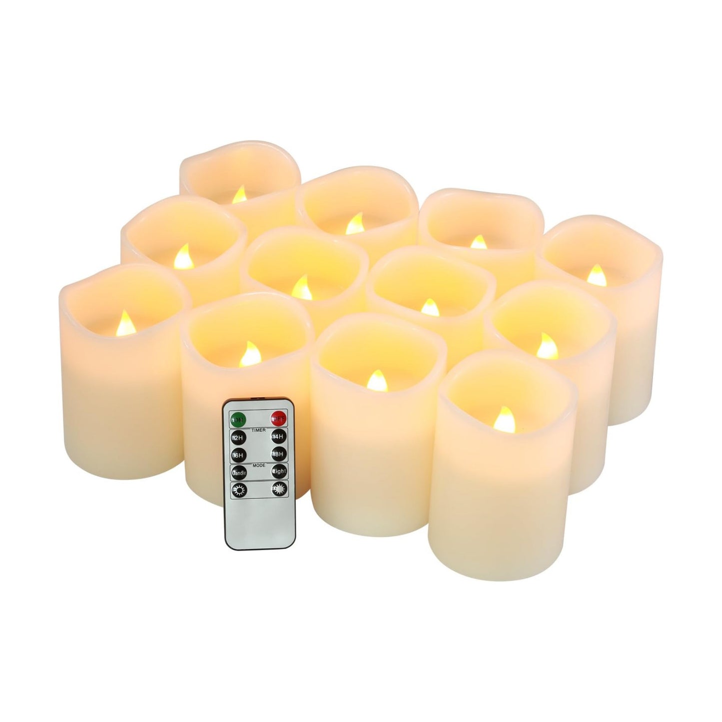 Flameless Candles Battery Operated Candles Set of 12(D:3" X H:4") Pillar Real Wax Led Candles with 10-Key Remote and