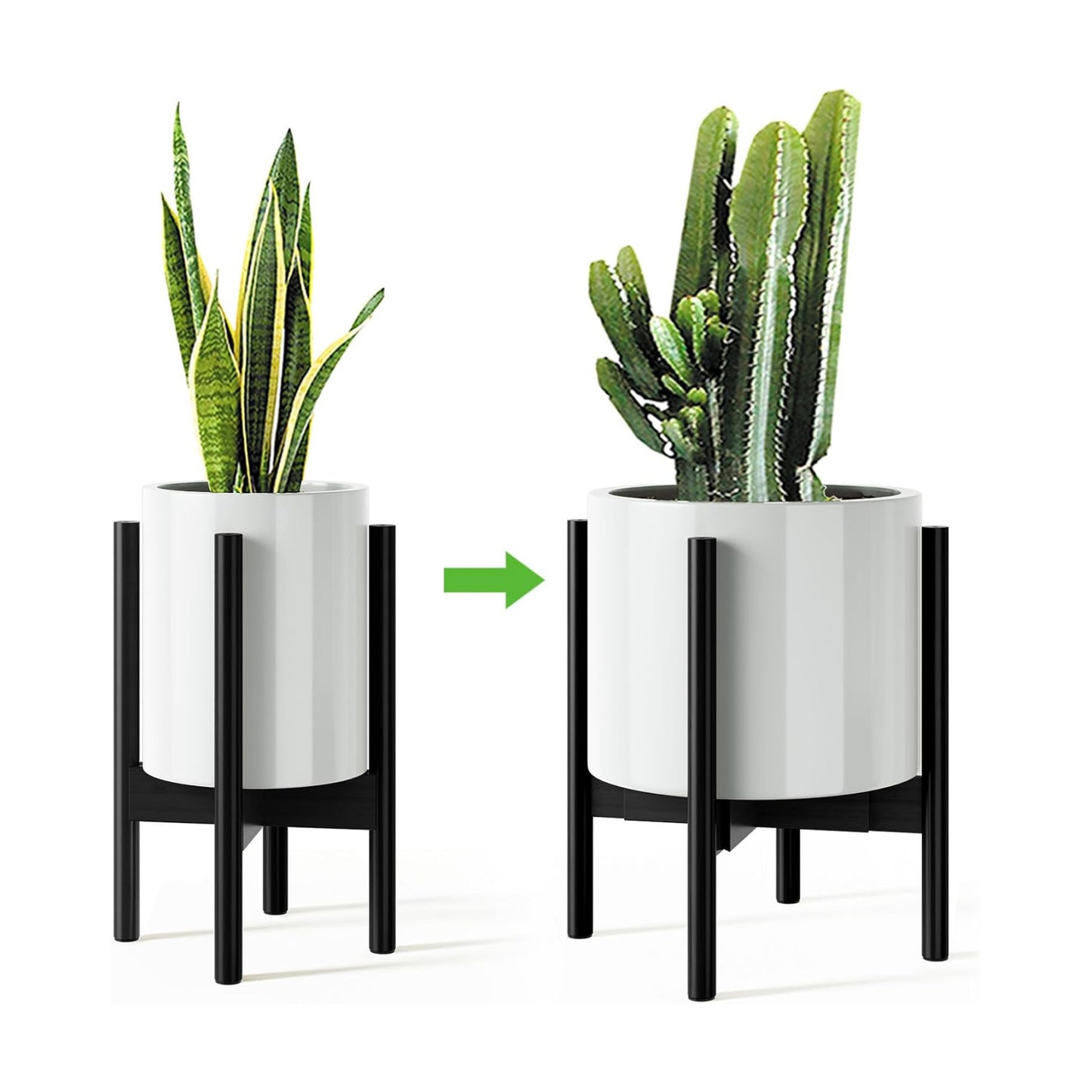 MUDEELA Plant Stand for Indoor Plants: Adjustable Width Fits 8-12 Inch Pots - Mid Century Modern Bamboo Plant Stand