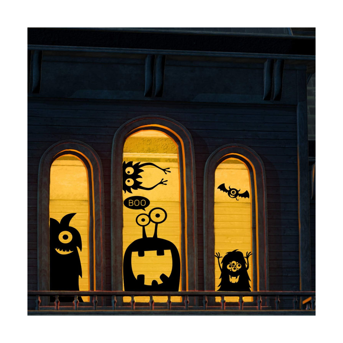 CCINEE 10PCS Giant Halloween Window Clings Novelty Cute Wiggly Monster Window Decal Stickers for Halloween Decoration Supply