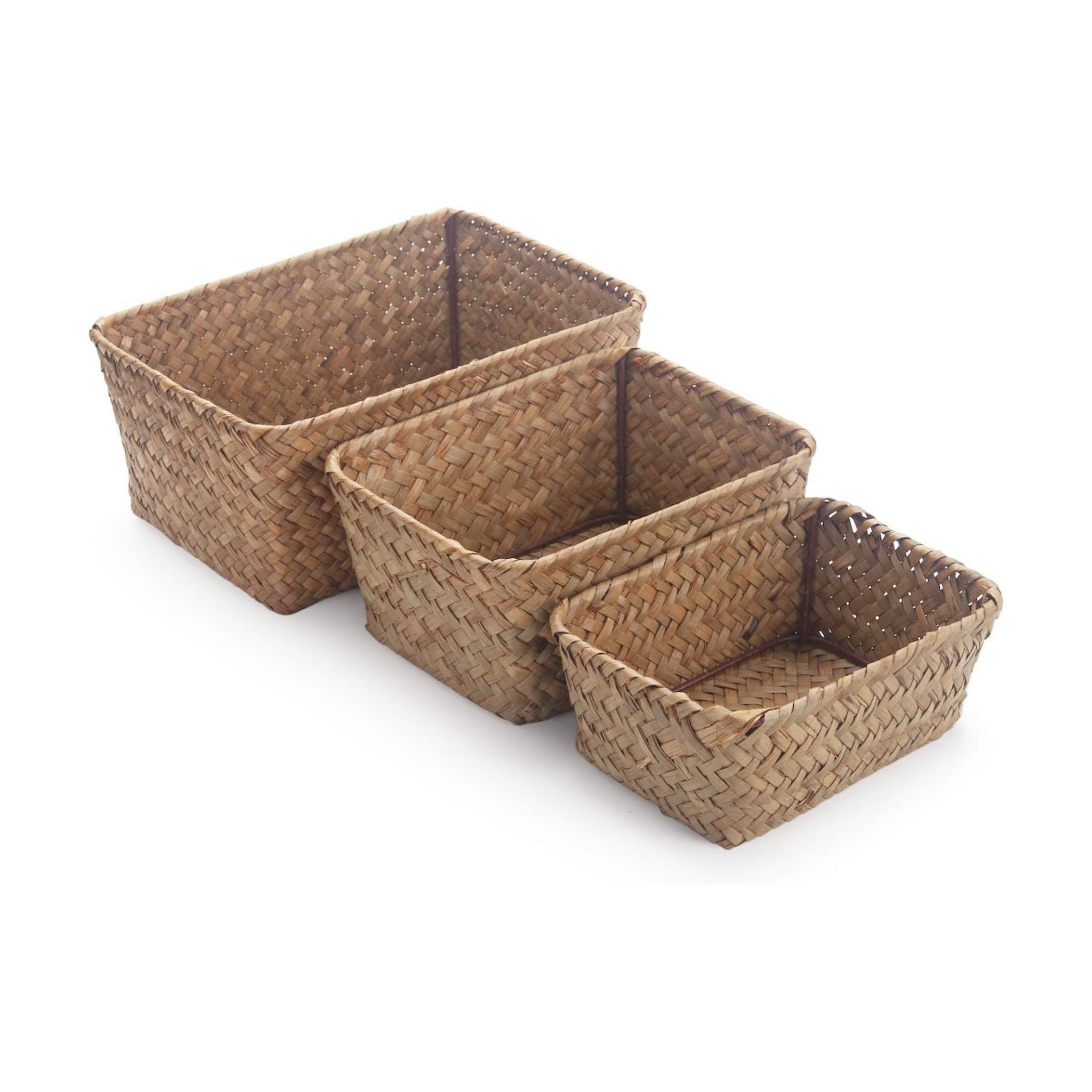 Rectangular Handmade Seagrass Baskets / Set of 3