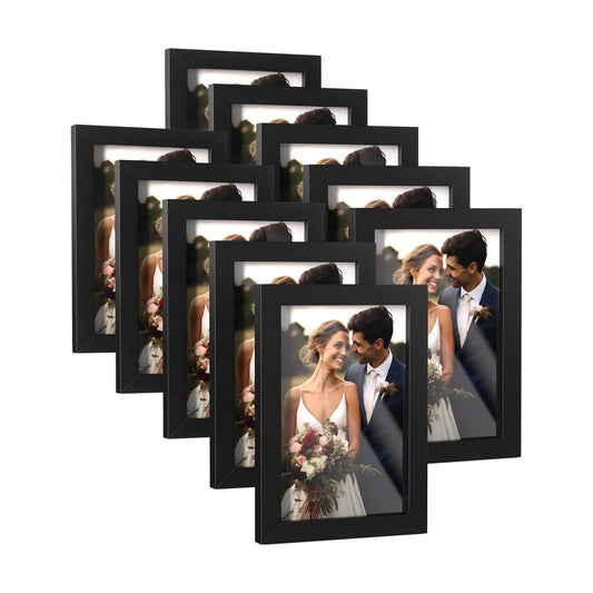 Picture Frames / Mat or Without / 4 x 6 / Black / Set of 10