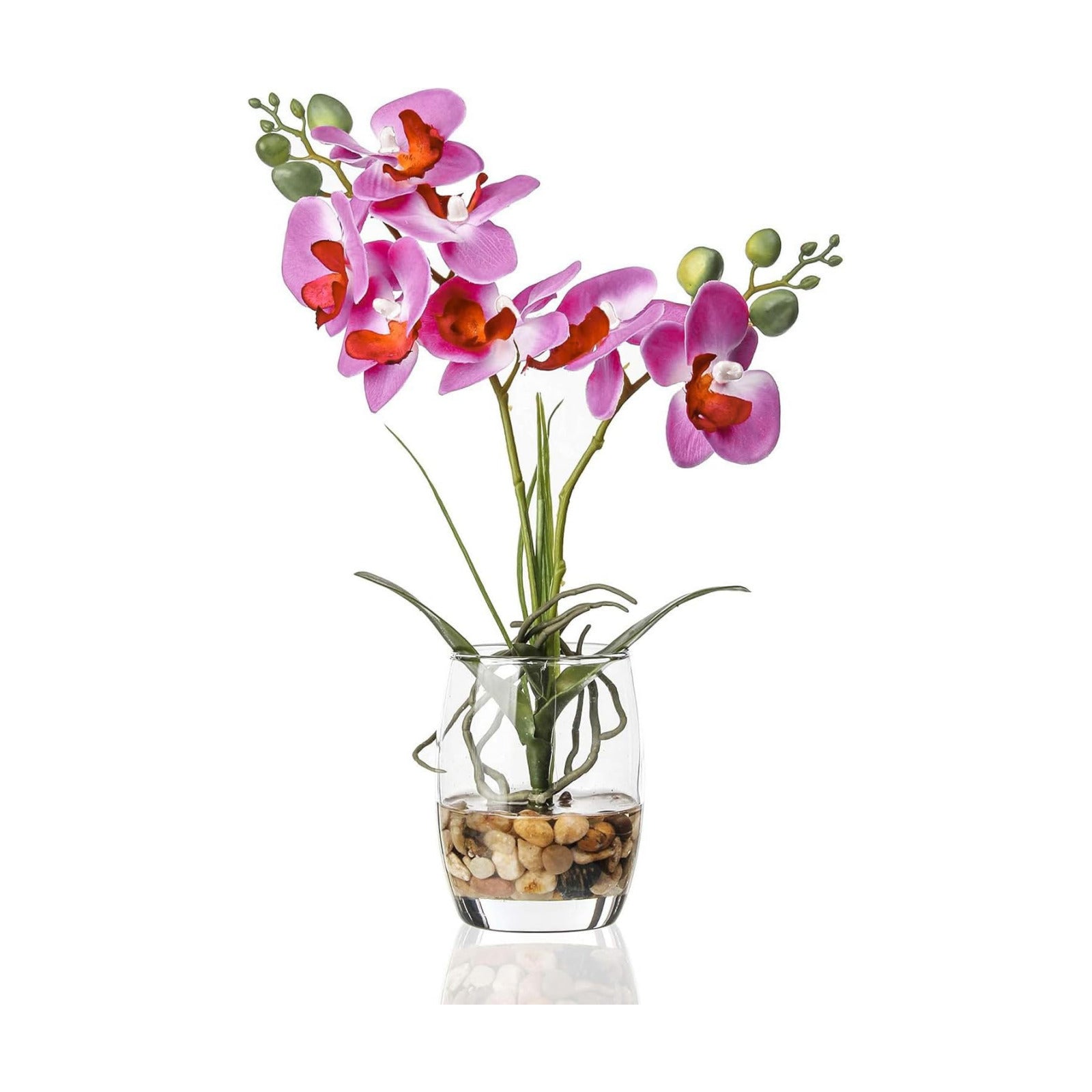 Artificial Purple Orchid in Glass Vase / Glass-purple