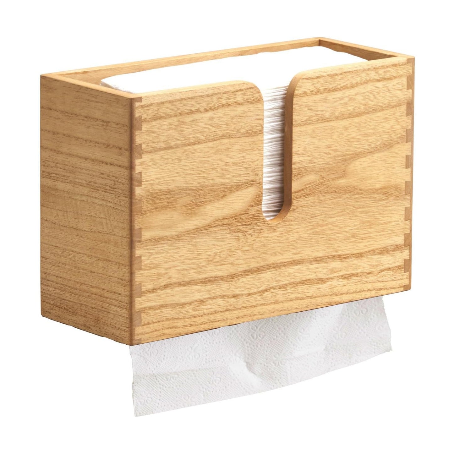 KIRIGEN Multifold Paper Towel Dispenser, Wall Mount or Countertop Natural | Solid Wood Holder Holds up to 150 C-Fold or
