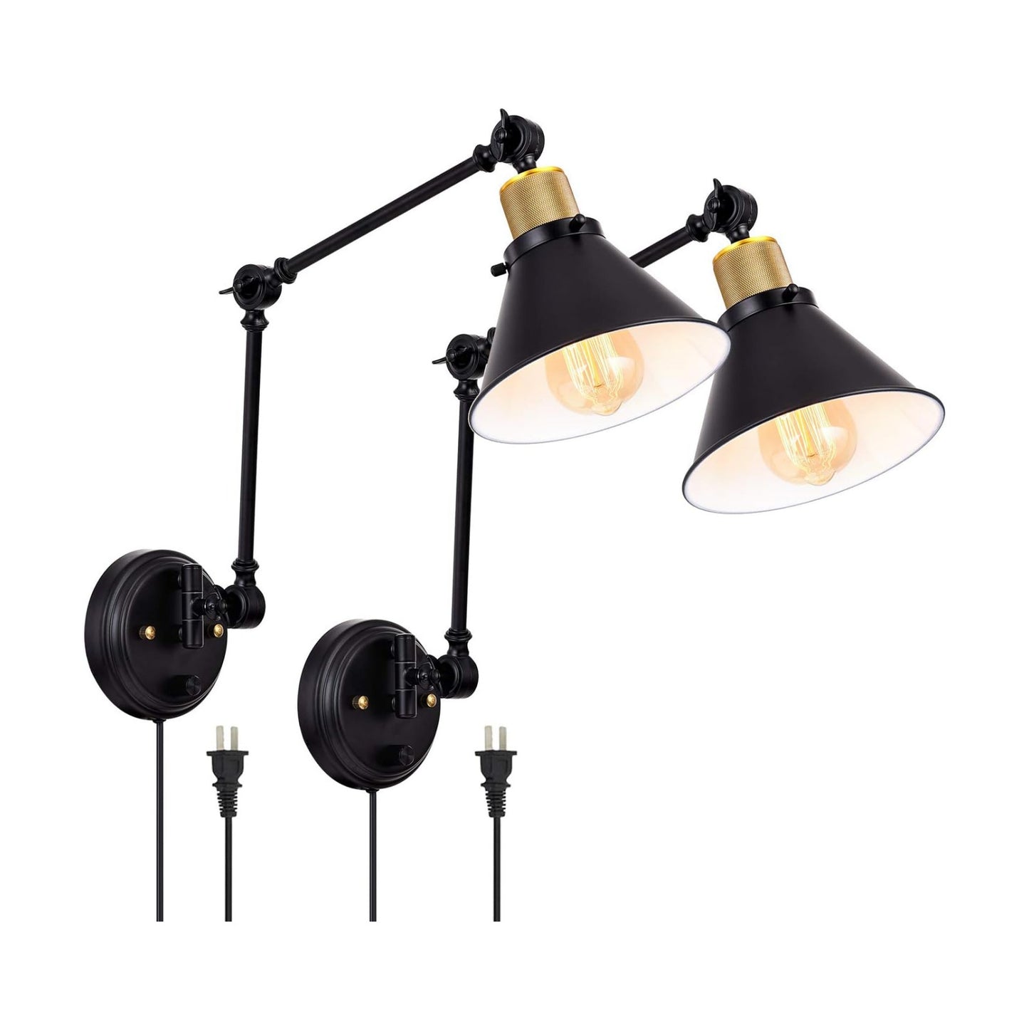 TRLIFE Plug in Wall Sconces, Dimmable Wall Sconce Swing Arm Wall Lights Plug in, Adjustable Wall Mounted Light Wall