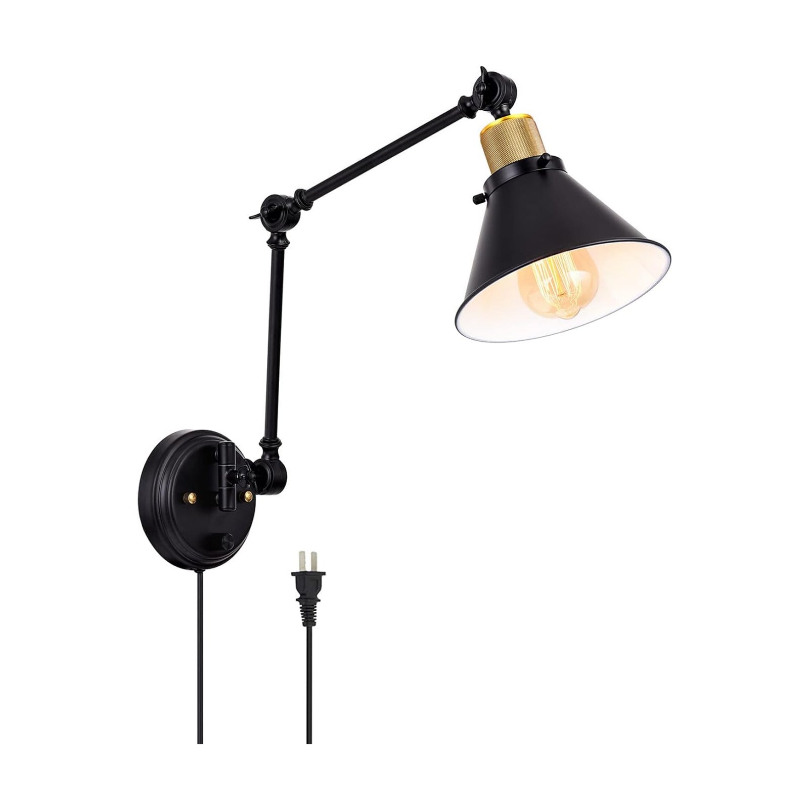 TRLIFE Wall Sconce Plug in, Dimmable Wall Sconce with Switch Swing Arm Wall Lights Plug in Wall Mounted Light Wall