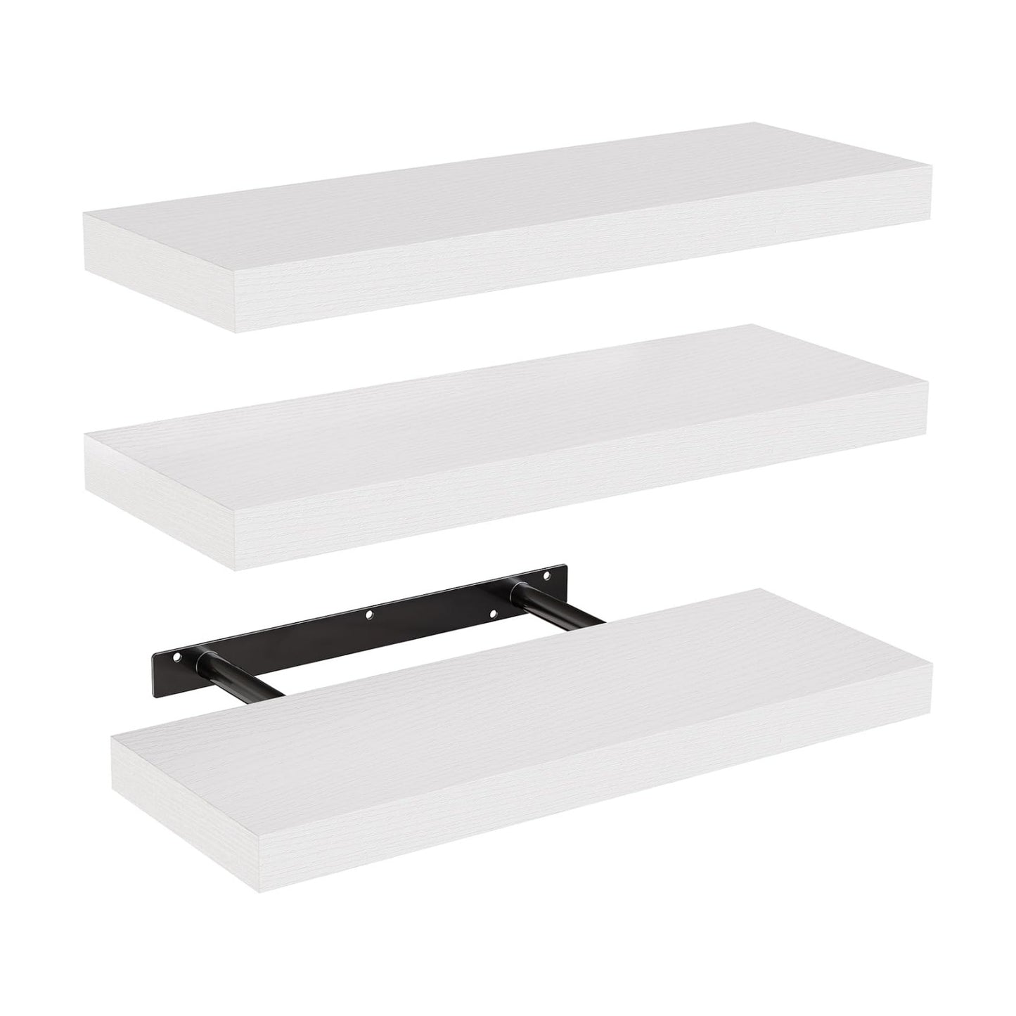 AMADA HOMEFURNISHING Floating Shelves, Wall Shelves for Bathroom/Living Room/Bedroom/Kitchen Decor, White Shelves with