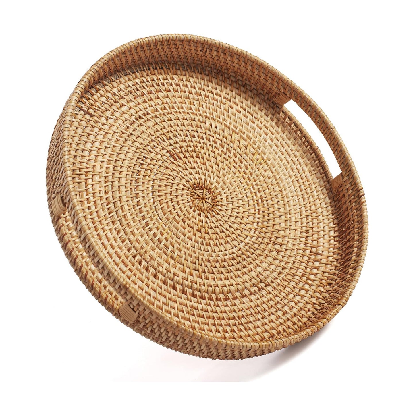 Round Rattan Serving Tray Decorative Woven Ottoman Trays / 11.8 / Natural / 11.8 x 2