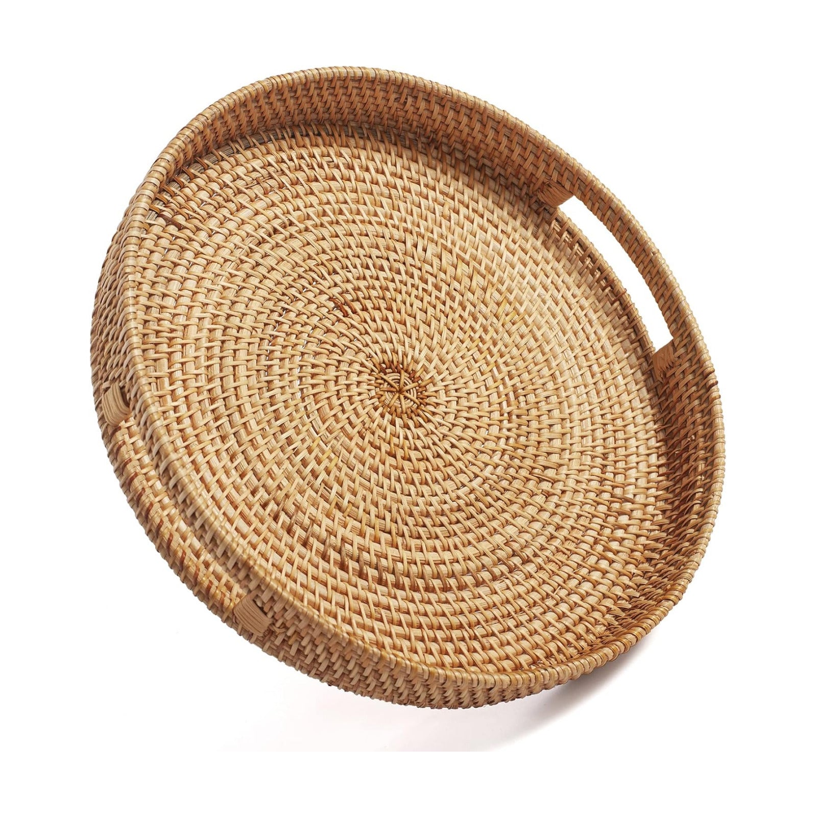 Round Rattan Serving Tray Decorative Woven Ottoman Trays / 11.8 / Natural / 11.8 x 2