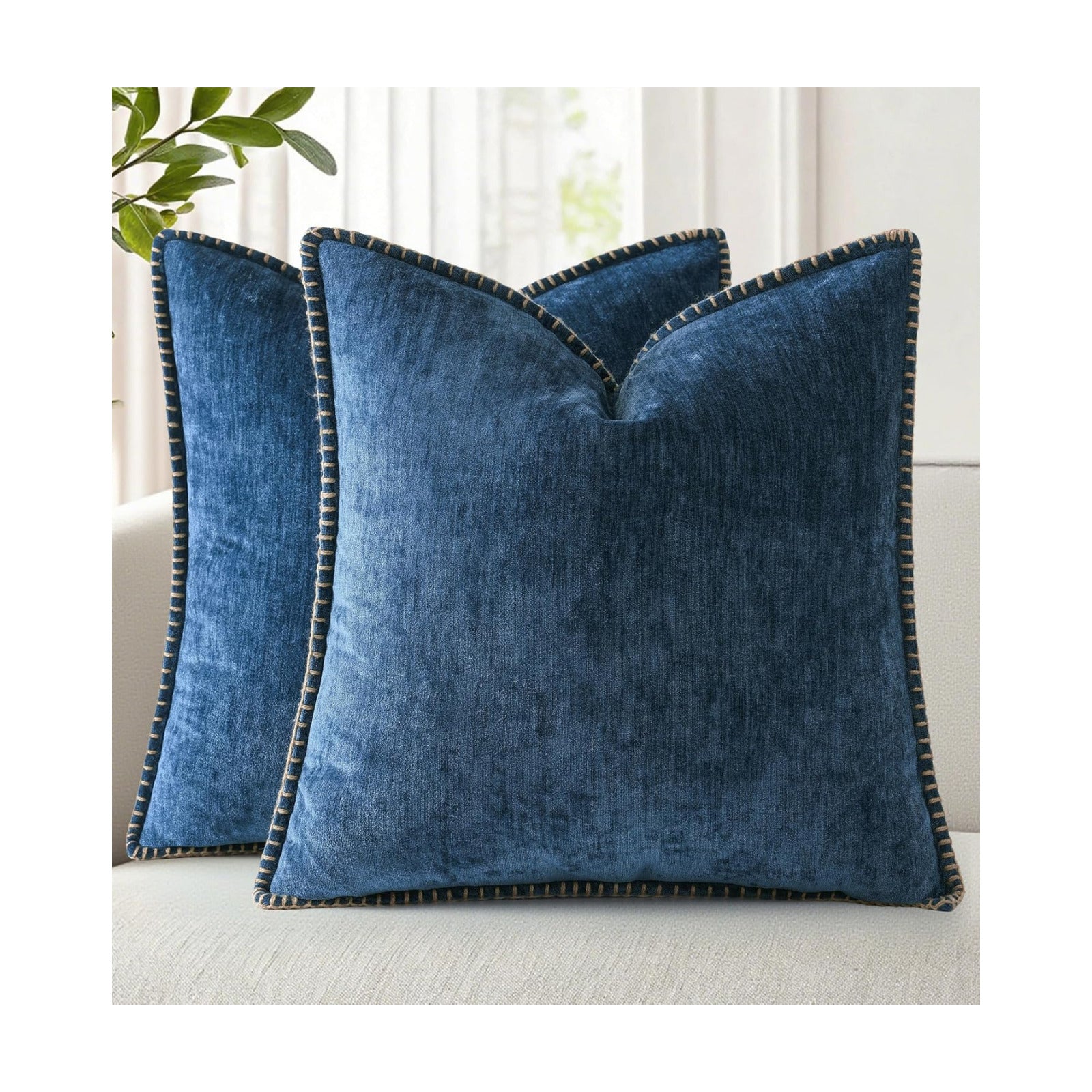 Fall Patriotic Chenille Soft Throw Pillow Covers / Poseidon / 18 x 18 / Set of 2