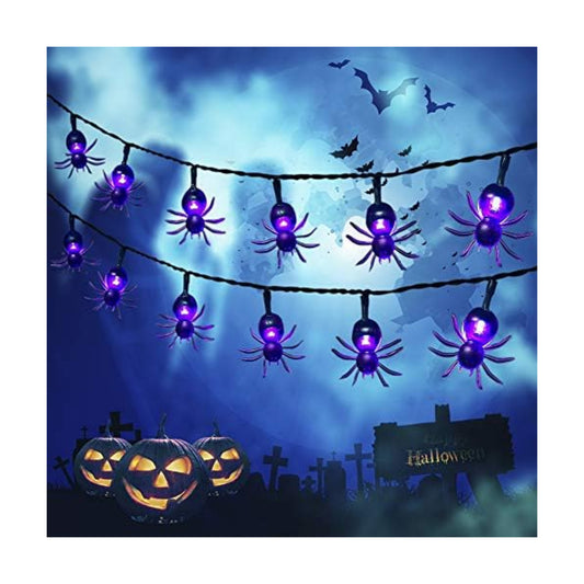 Solar Halloween String Lights,2 Pack 30 LED Spider Lights Each