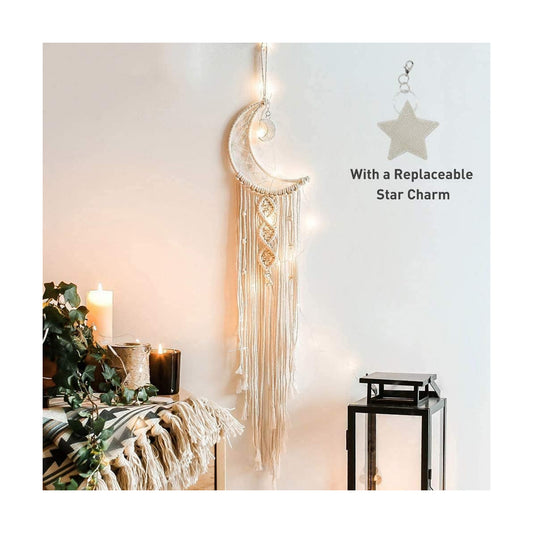 Boho Macrame Woven Wall Hanging / Cream White / Without Light