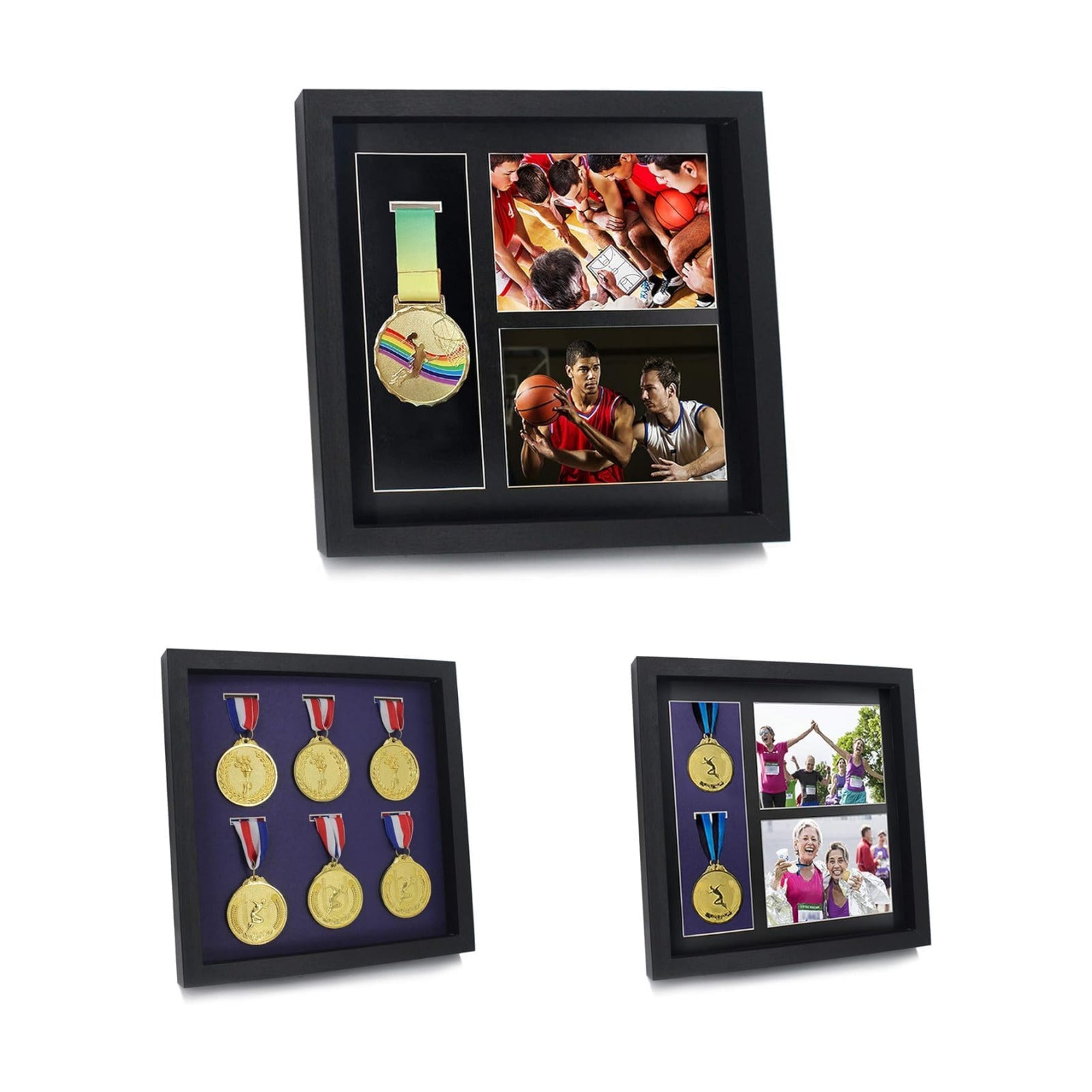 Iheipye Large Medals Display Shadow Box - 6 Medal Display case - Perfect Medal Display for War Military, Runners