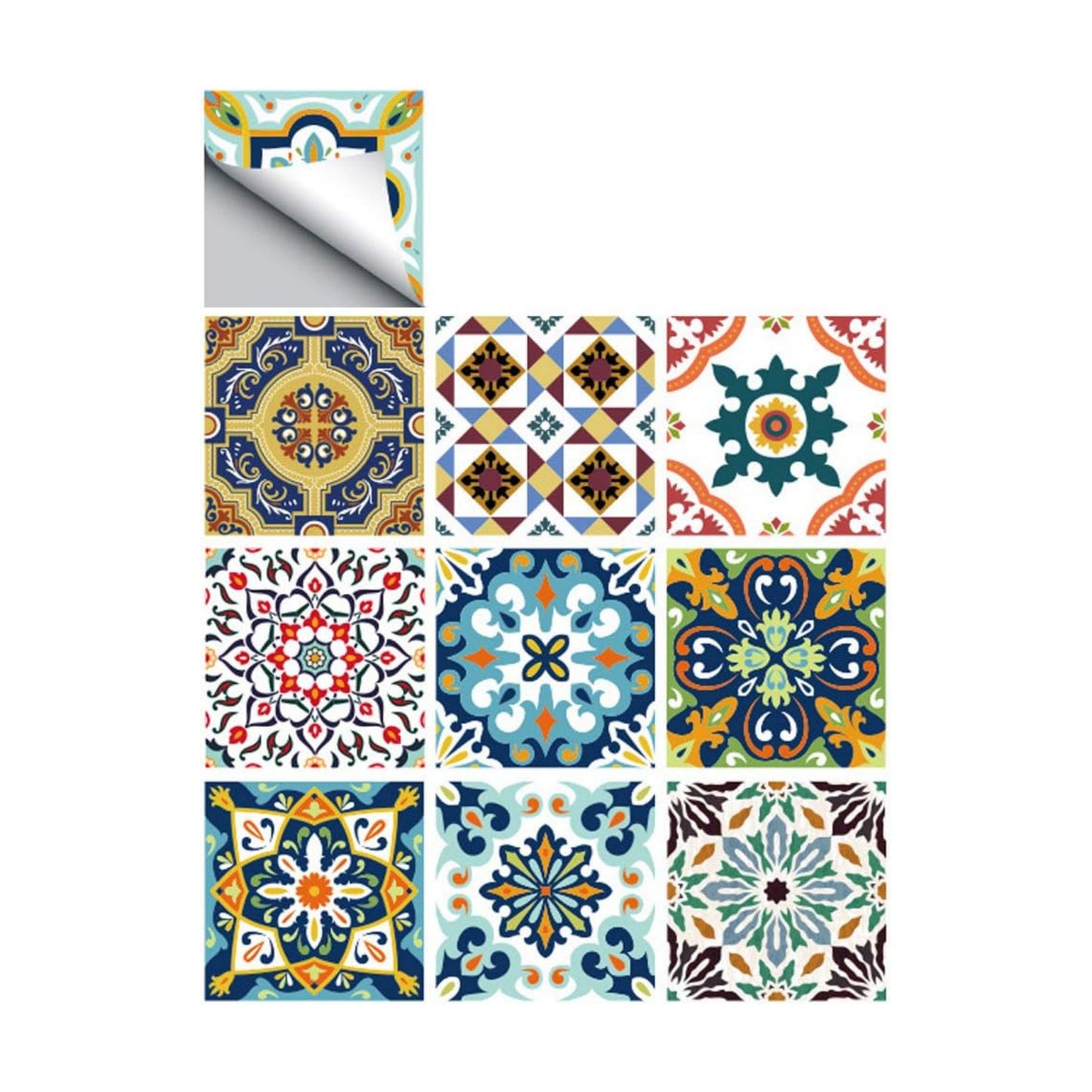 Moroccan Style Tile Sticker / 4 x 4 / Set of 25