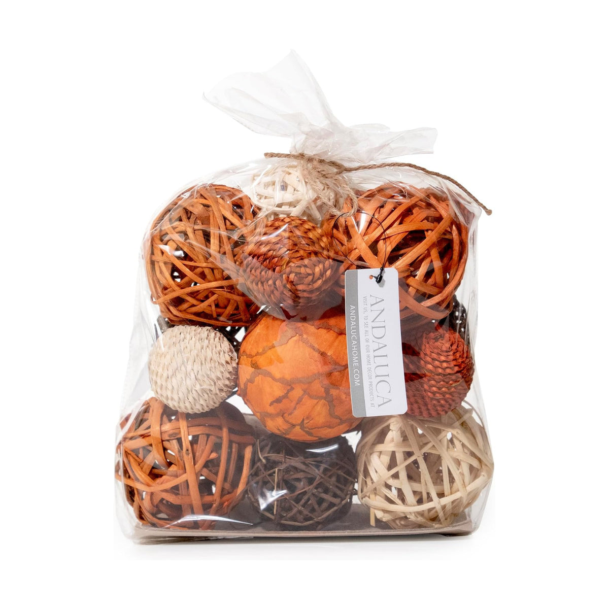 ANDALUCA Large Decorative Vase Filler Bag with Orbs, Balls (Burnt Orange)