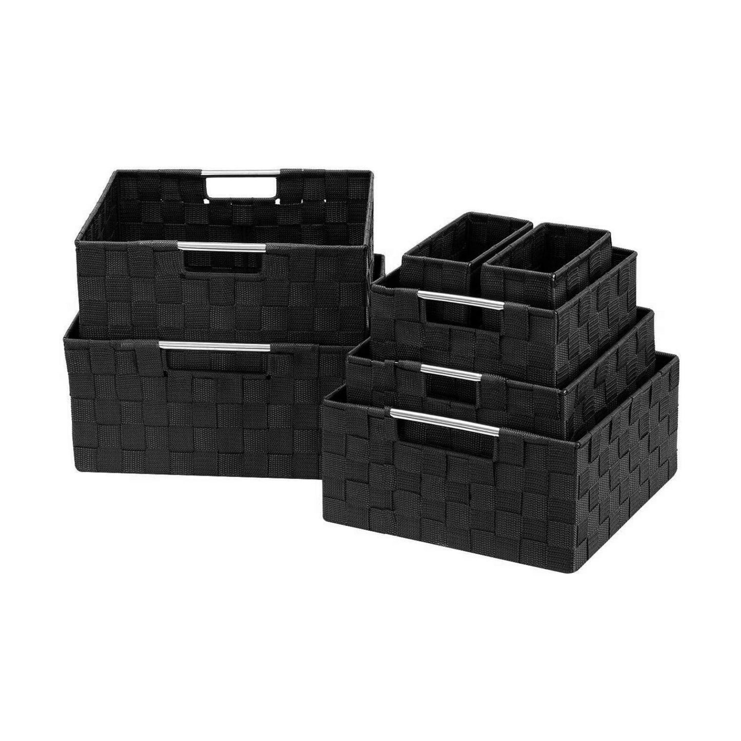 Linen Closet Organizers and Storage / 7 Piece - Black / Set of 7