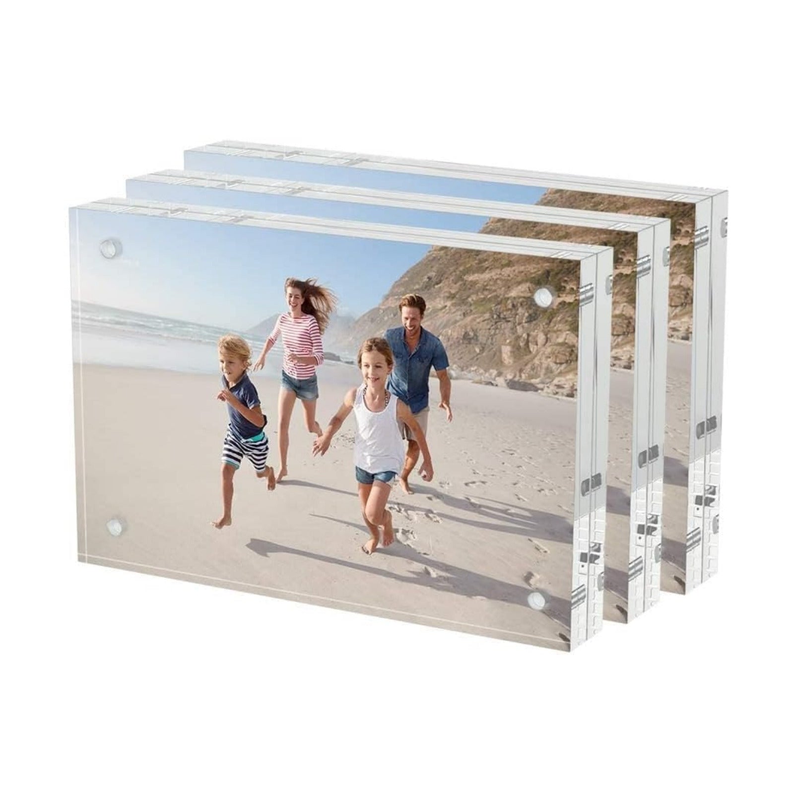 AITEE 4x6 Acrylic Picture Frames 3 Pack, Clear Picture Frames，20% Thicker | Freestanding Double Sided Magnetic Acrylic