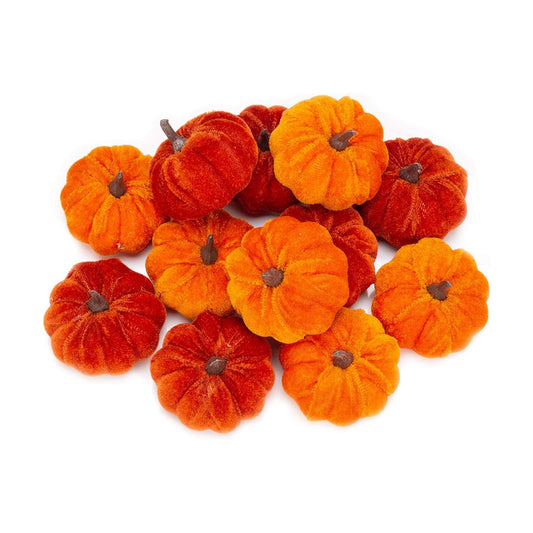 12 Pcs Artificial Pumpkins Orange Velvet Pumpkins Fall Decorations Holiday Farmhouse Decorations Thanksgiving Decorations for Home and Tabletop