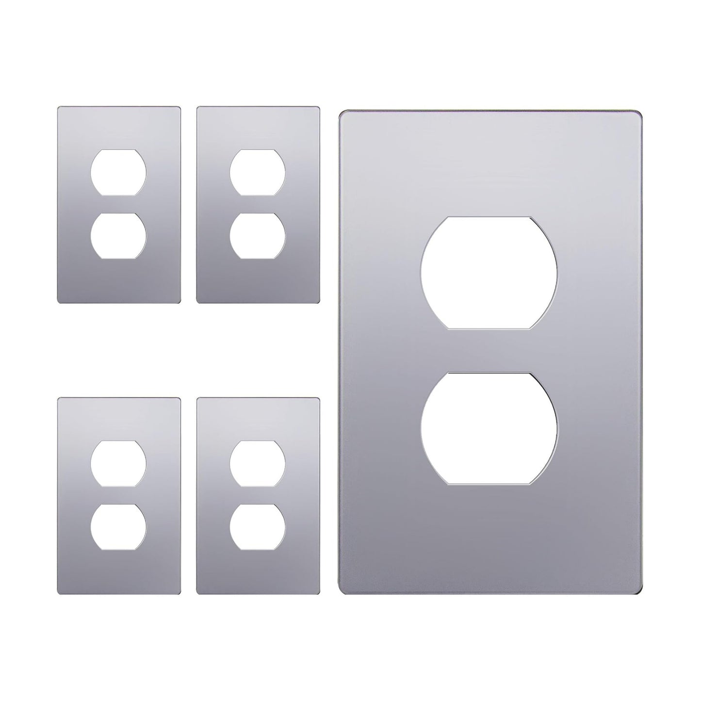 ENERLITES 5 Pack Screwless Duplex Outlet Covers Wall Plate, 1-Gang, Silver | Child safety, Elite series, modern finish