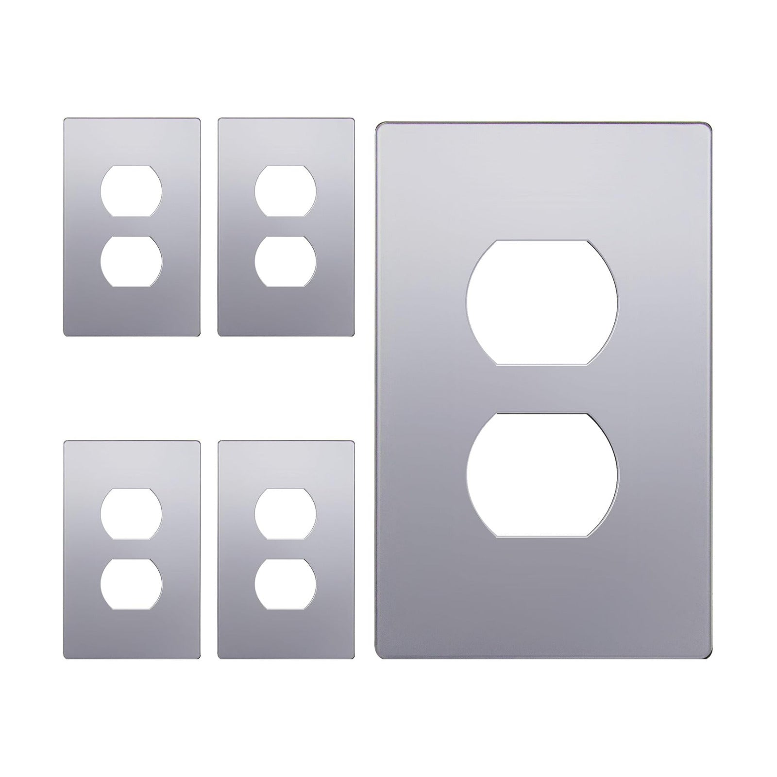 ENERLITES 5 Pack Screwless Duplex Outlet Covers Wall Plate, 1-Gang, Silver | Child safety, Elite series, modern finish