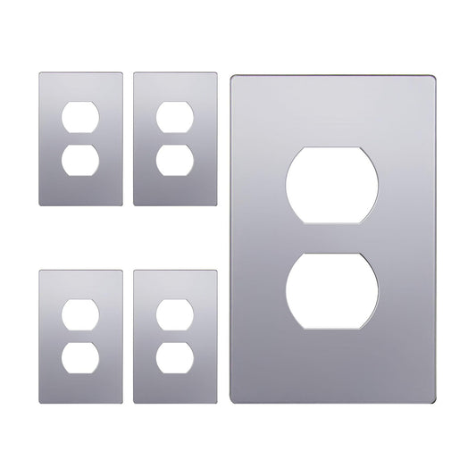 ENERLITES 5 Pack Screwless Duplex Outlet Covers Wall Plate, 1-Gang, Silver | Child safety, Elite series, modern finish