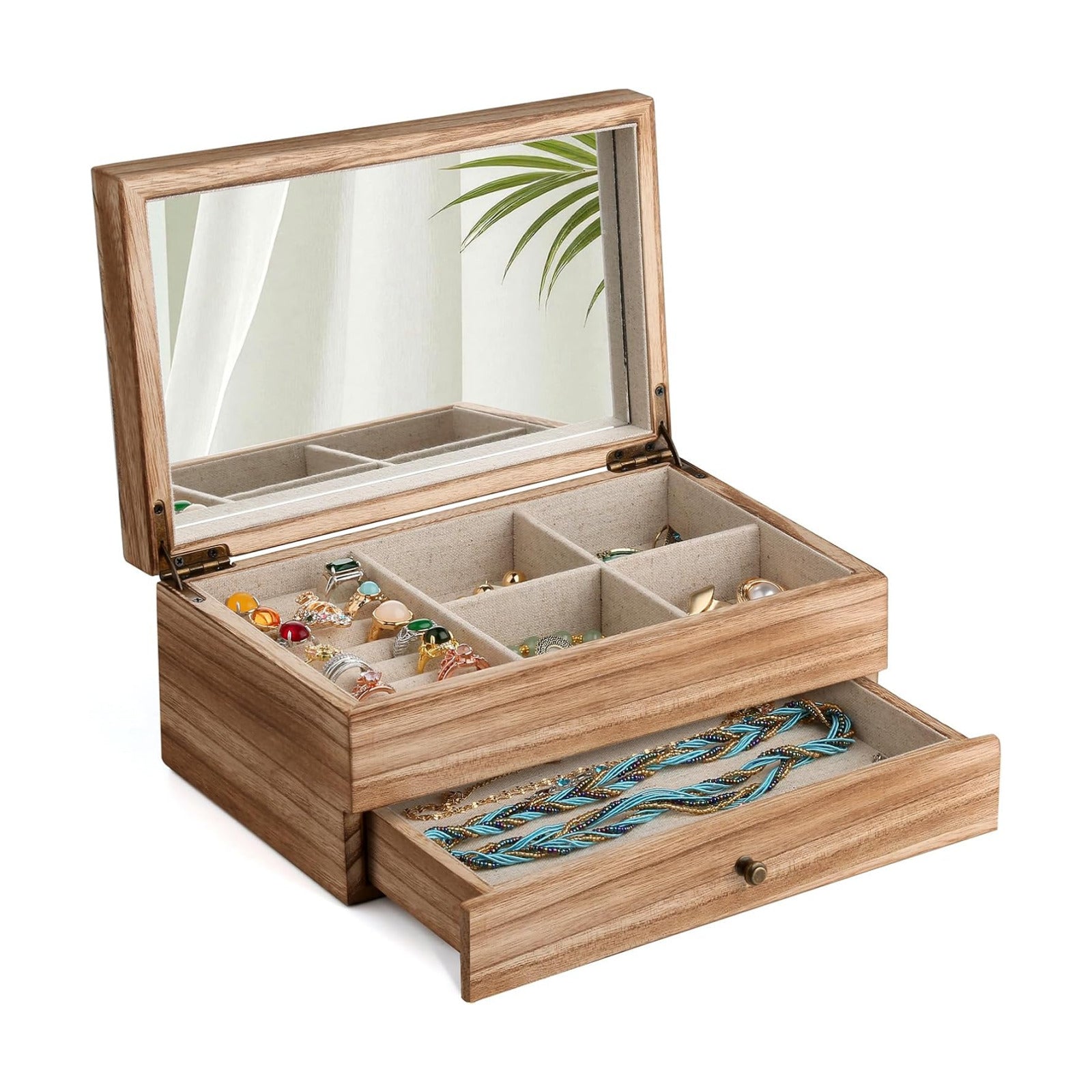Jewelry Box Organizer for Women / 2 Layer / 2 Layer Carbonized Black