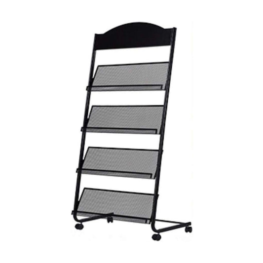 Iron Simple Floor-Standing Magazine Display Rack - Black