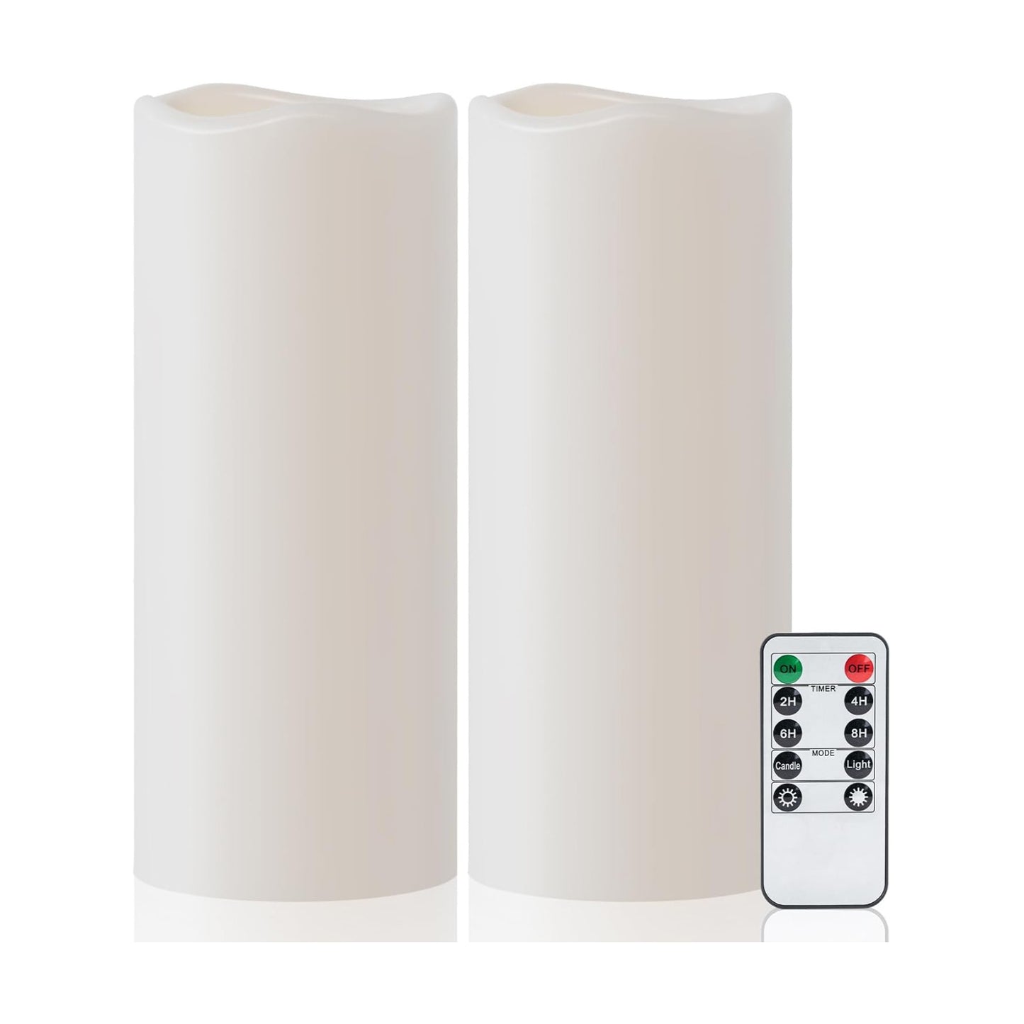 Amagic 10"x4" Large Waterproof Outdoor Flameless Candles with Remote Timer | Battery Operated Electric Fake Candle with