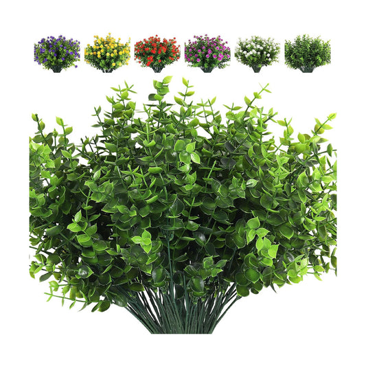 8 Bundles Artificial Artificial Grasses Fake Greenery Boxwood Stems Fake / Eucalyptus / Set of 8