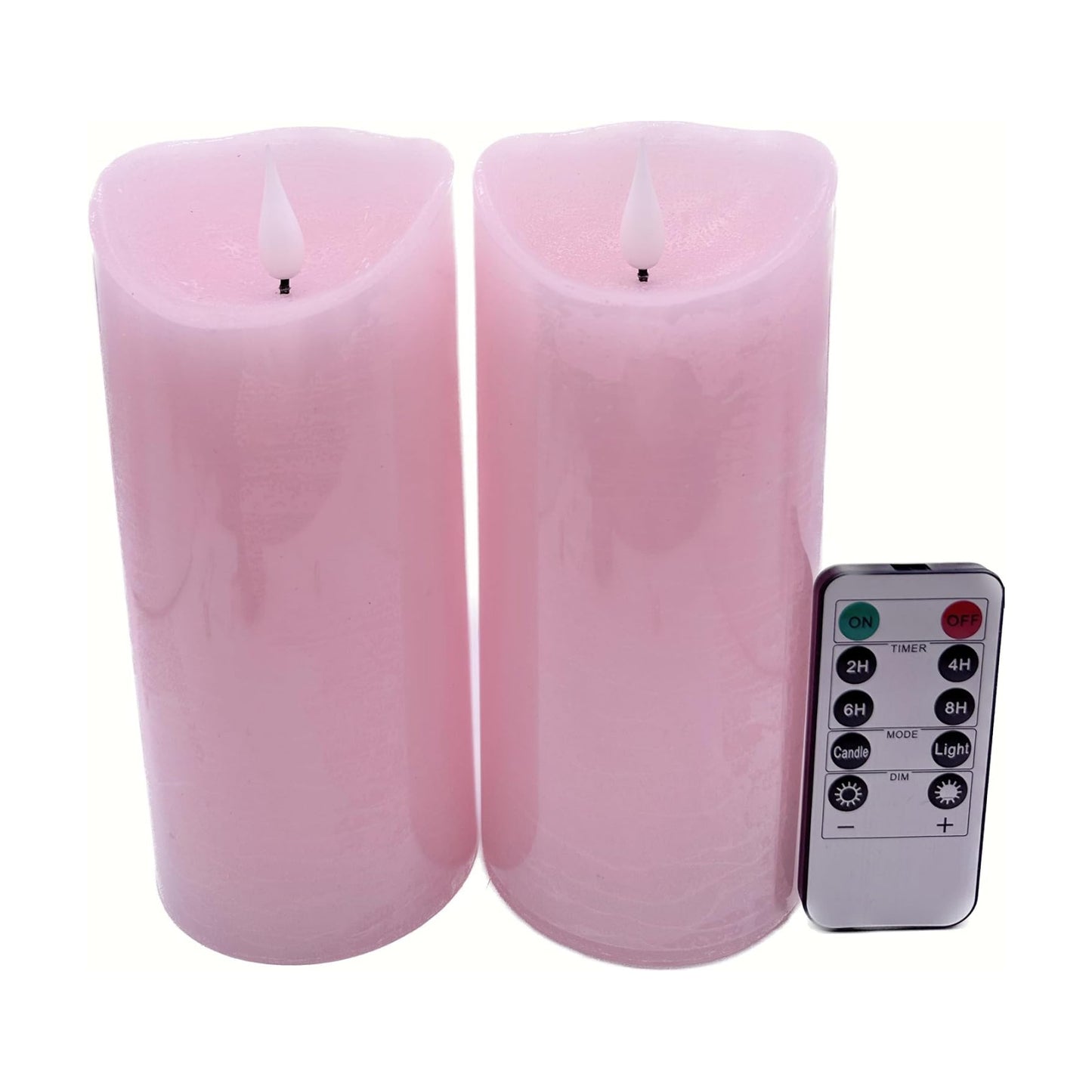Adoria Large Pink Flameless Candles Pack of 2, 7 inch Height | Pink Pillar candles set 2 Rose Scented, Home Decor