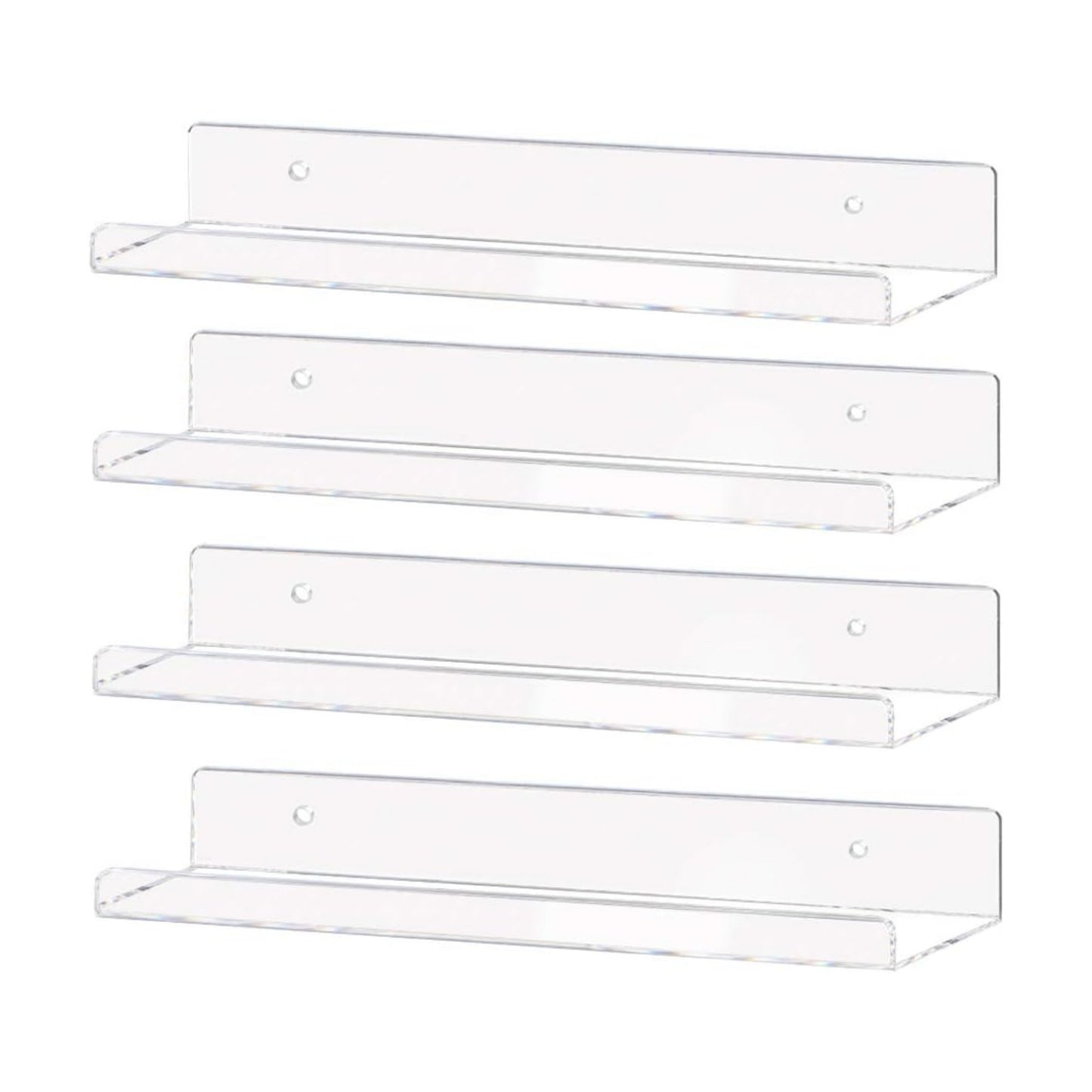 Weiai Clear Acrylic Shelves 15" Floating Wall Mount Ledge Display Bookshelf 4Pack