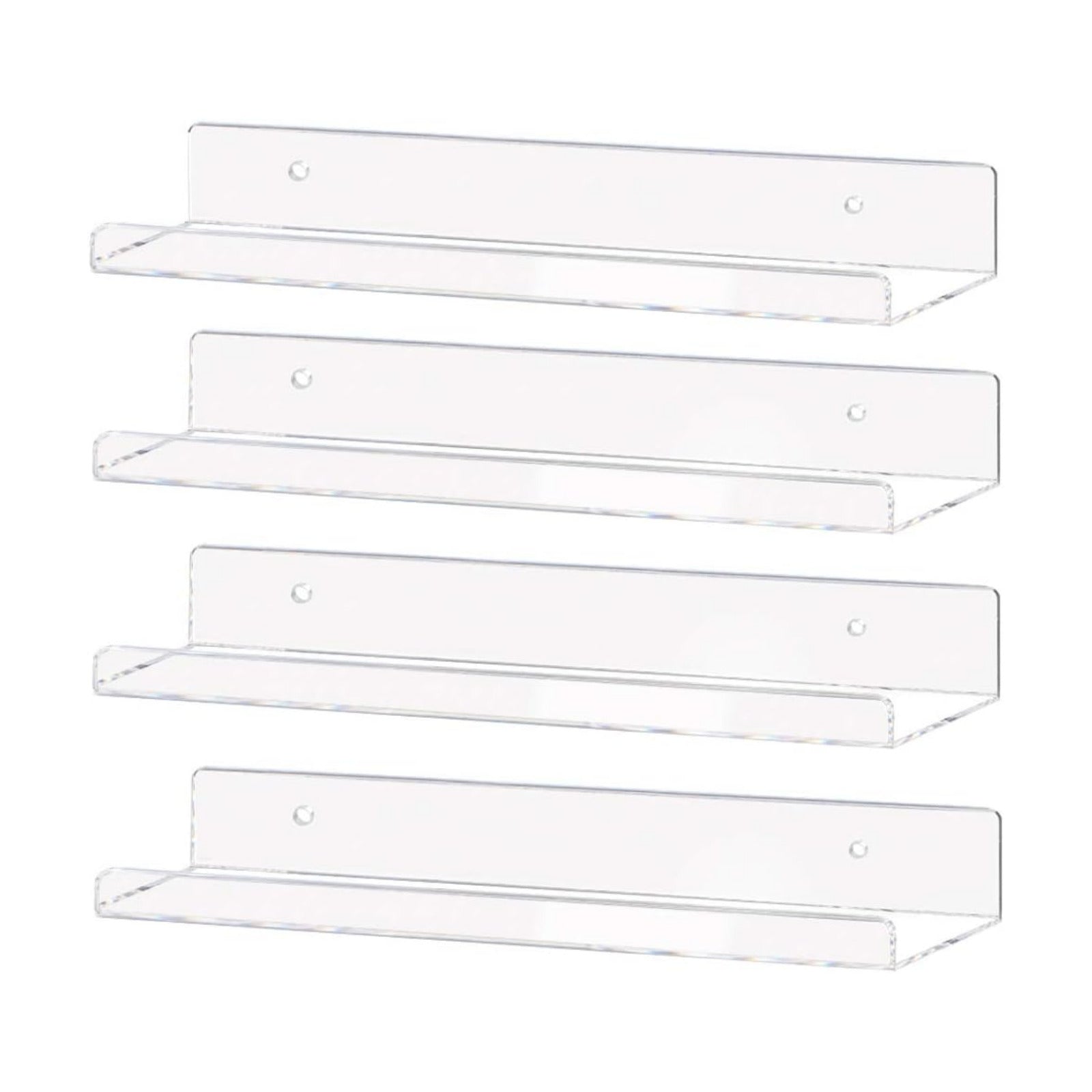 Weiai Clear Acrylic Shelves 15" Floating Wall Mount Ledge Display Bookshelf 4Pack