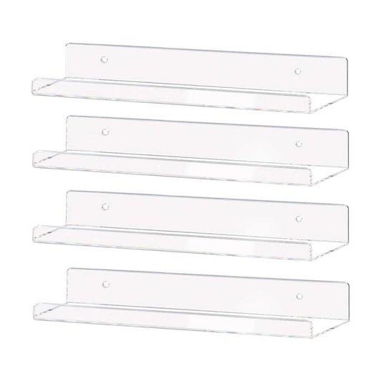 Weiai Clear Acrylic Shelves 15" Floating Wall Mount Ledge Display Bookshelf 4Pack