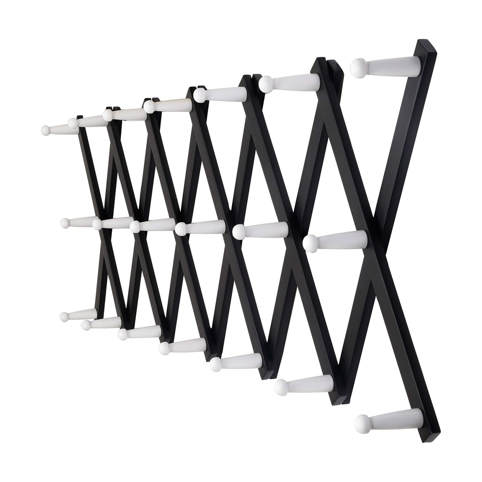 Accordian Wall Hanger: 16” High Wooden Wall Expandable Coat Rack, Hat Rack Holder, Accordion Hook for Baseball Caps