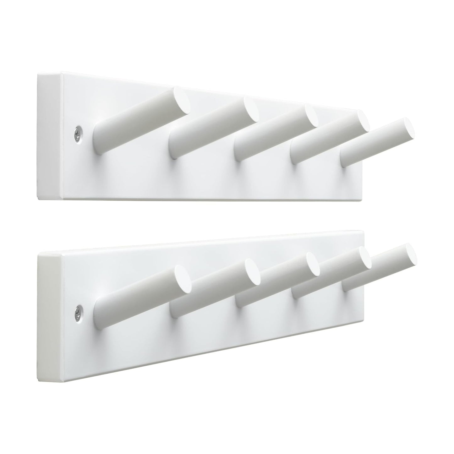 SKOLOO Coat Rack Wall Mount 17 inch, 5 Hooks, Bamboo, Shaker Style, White | Wooden hooks for wall, painted finish